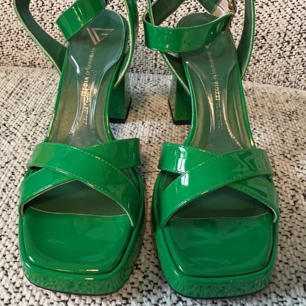 Giampaolo Viozzi Green Patent Leather Sandals